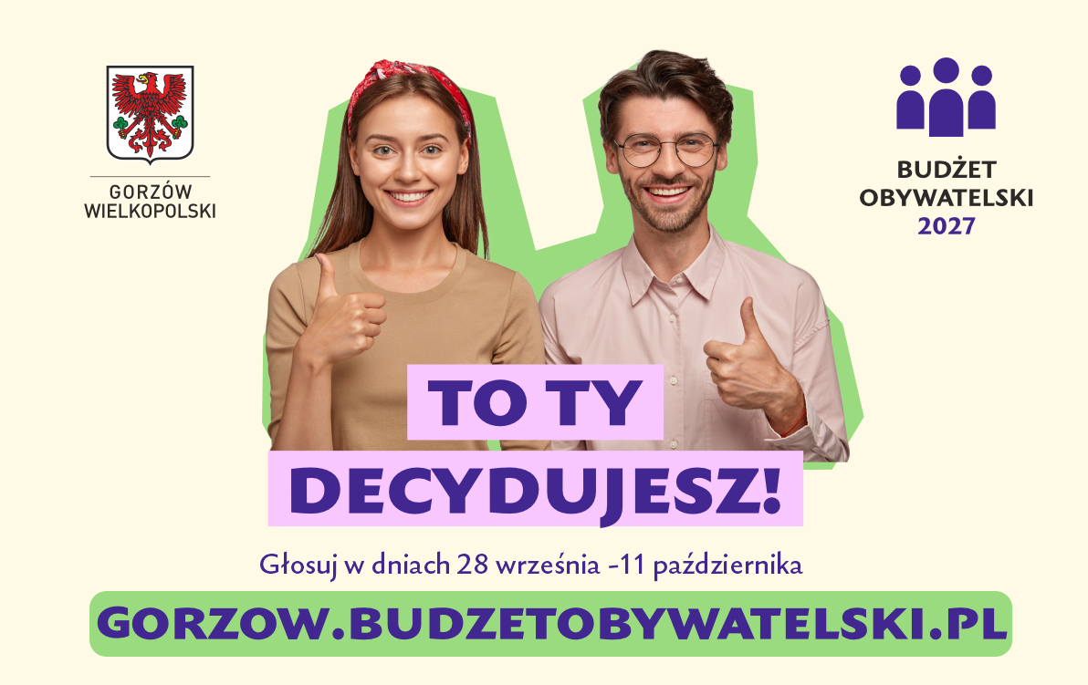 grafika z uśmiechniętymi kobietą i mężczyzną napis to ty decydujesz