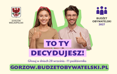 grafika z uśmiechniętymi kobietą i mężczyzną napis to ty decydujesz