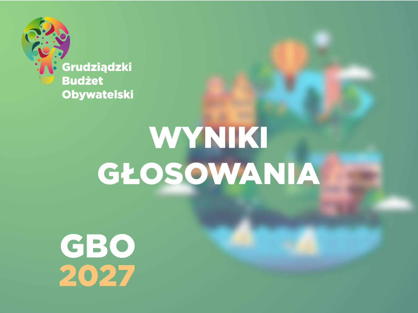 Baner z napisem wyniki głosowania GBO 2027