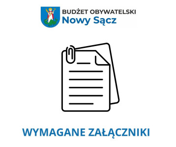 logo budżetu obywatelskiego Miasta Nowego Sącza oraz napis wymagane załączniki
