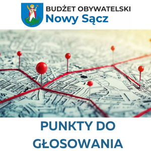 mapa i napis: wykaz punkt&oacute;w do głosowania