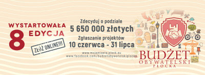 grafika informacyjna o starcie 8. edycji Budżetu Obywatelskiego Płocka