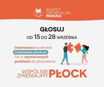 grafika informacyjna o głosowaniu na projekty w Budzecie Obywatelskim Płocka