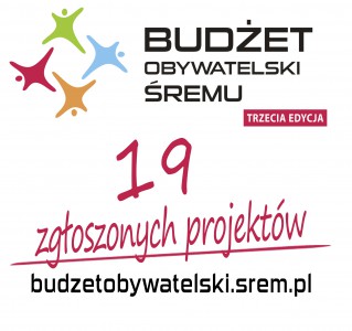 Logo budżetu obywatelskiego z informacją o dziewiętnastu zgłoszonych projektach